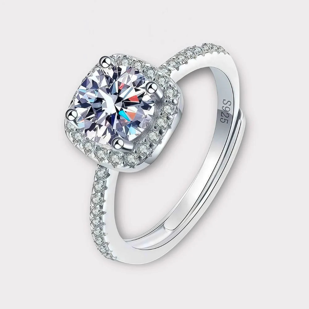 VVS 1 CT Moissanite Square Halo Ring